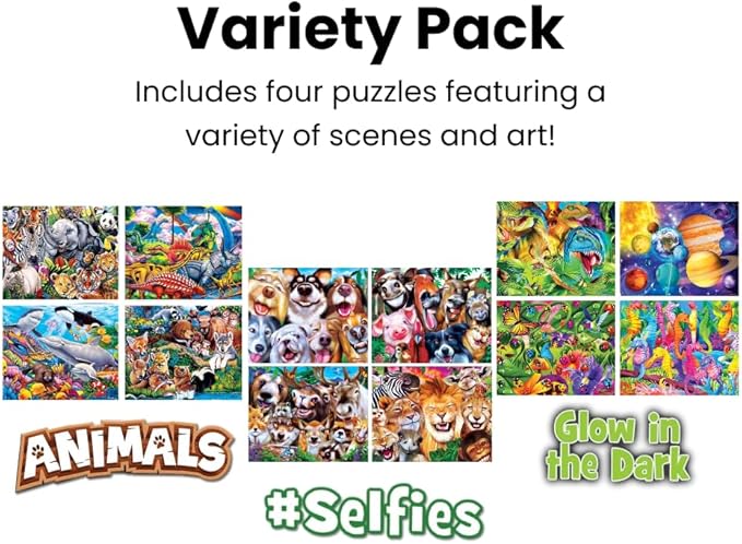 MasterPieces – Jigsaw Puzzle Set for Kids 6+ Years, 4-Pack of 100 Pieces, Educational and Fun Game, Caterpillar Collection, Gift Idea for Children, 8" x 10