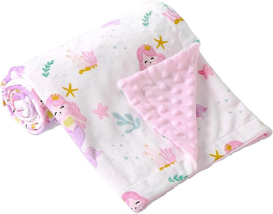 iEvolve Baby Nursery Bed Blankets Ultra Soft Double Layer Mini Blanket Minky Blanket Receiving Blankets Shower Gifts(Mermaid,30 * 47in)