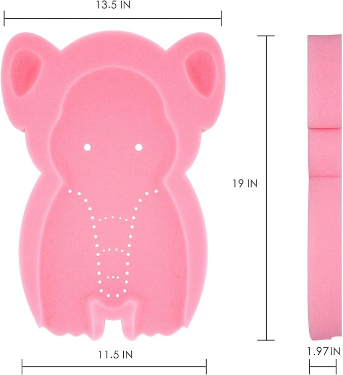 Soft Infant Bath Sponge Elephant Baby Bath Mat Newborn Comfy Foam Skid-Proof Cushion (Pink 1Set)