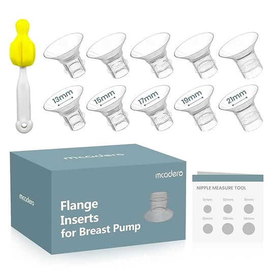 Flange Insert 10PCS 13/15/17/19/21mm Compatible with Most 24mm Wearable Breast Pumps. Essential Flange Sizing Kit for Breast Pump Replacement Accessories