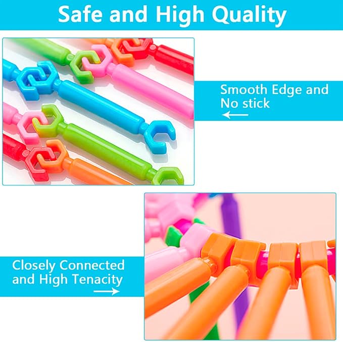 Juboury 1054Pcs Building Toy Building Blocks Bars Different Shape Educational Construction Engineering Set 3D Puzzle, Interlocking Creative Connecting Kit, Great STEM Toy for Both Boys and Girls