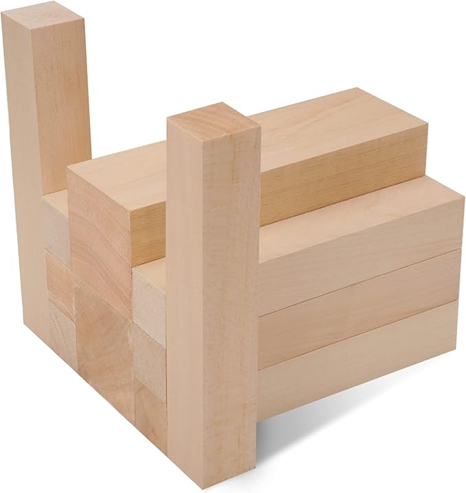 10 Pack Unfinished Basswood Carving Blocks Kit, Rectangular Wooden Blocks for DIY Carving, Crafting and Whittling for Adults Beginner and Experts(6 x 1 x 1 inch, 6 x 2 x 2 inch)