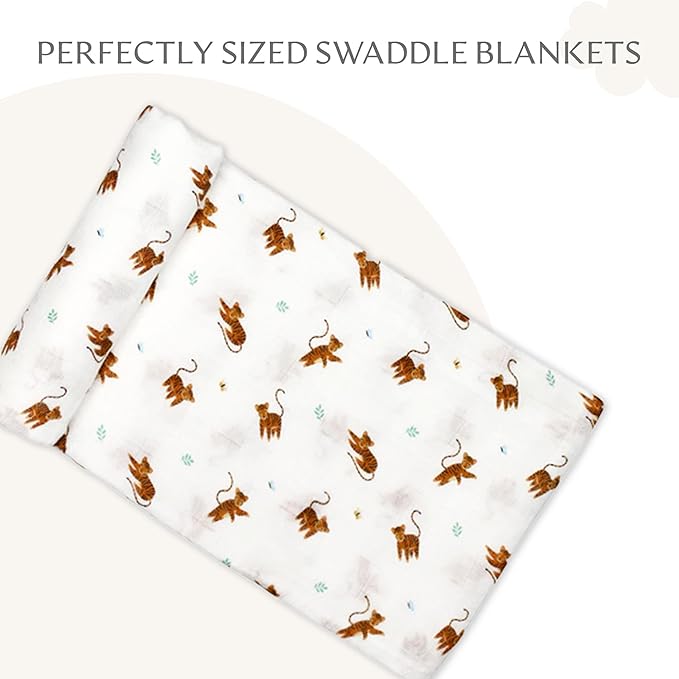 Muslin Baby Swaddle - Breathable Receiving Blankets for Newborn Baby, 70% Viscose derived from Bamboo, 30% Spandex, Imported