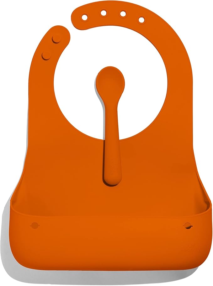 Avanchy Silicone Baby Bibs, Waterproof, Adjustable, BPA Free, Soft Unisex Set for Toddlers with Matching Spoon