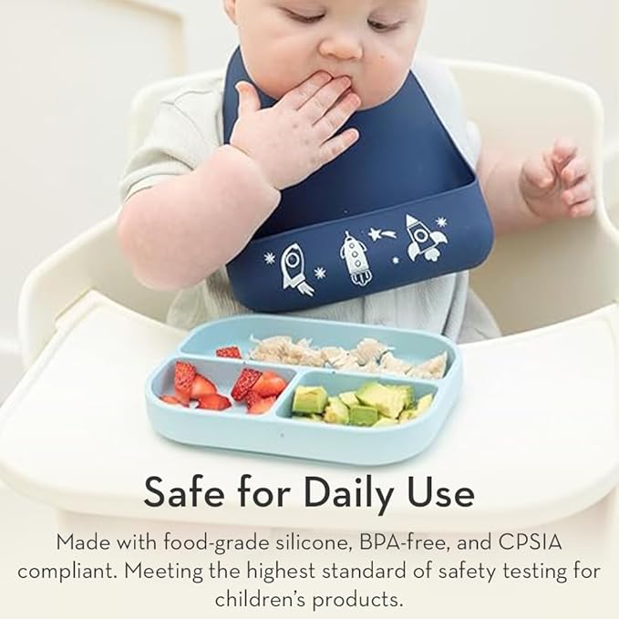 Bella Tunno Little Bites Bib – Silicone Baby Bibs for Infant Girls and Boys Ages 3-12 Months, BPA Free Soft Silicone Bib