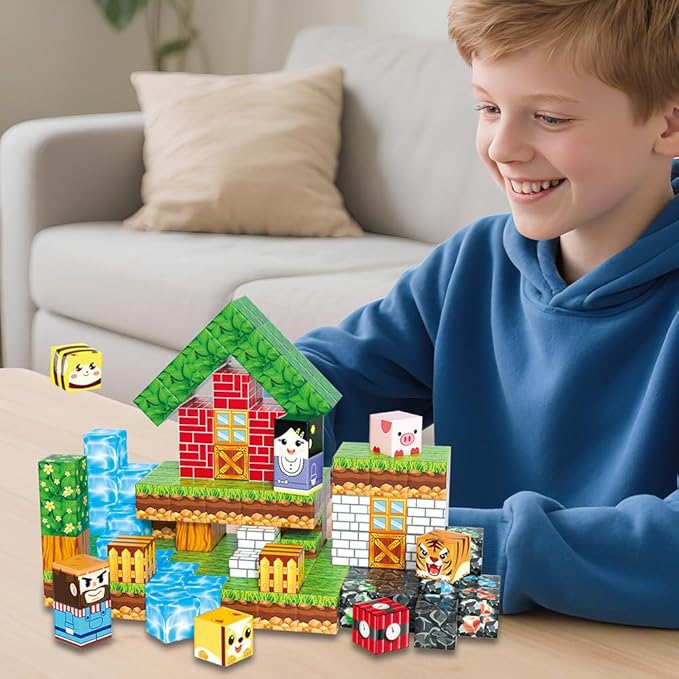 150Pcs Magnetic Blocks Forest Animal Set, Magnetic Toys Games for Kids Ages, STEM Sensory Toys for Kids Ages 4-8