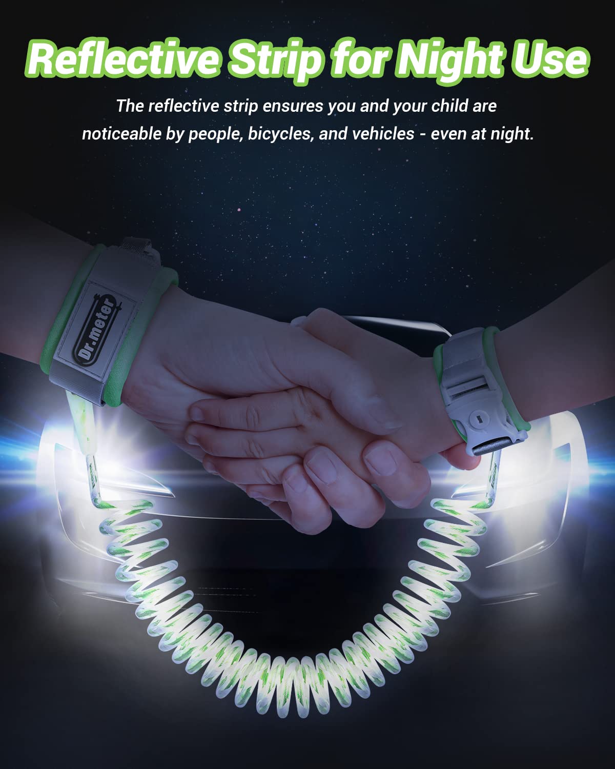 Dr.meter Kids Leash for Toddler, Reflective Anti Lost Wrist Link with Key & Lock, 8.2ft Safety Wristband Child Walking Harness for Supermarket Mall Airport Amusement Park Zoo Travel Essencials