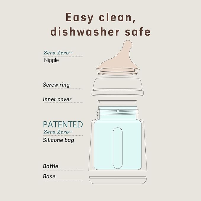 Suavinex Zero Zero Anti Colic Baby Bottle, No 1 Spanish Baby Bottle Brand, Minimizes Bottle Rejection & Nipple Confusion, Perfect for Combo Feeding, 2pk, 6oz/180mL, Fair Tone, Adaptable Flow Nipple