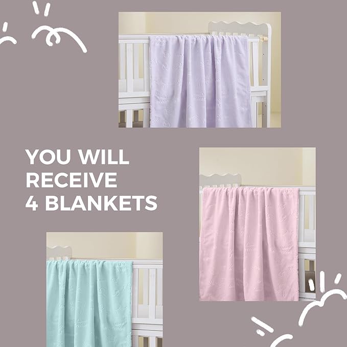 Soft Cozy Fleece Baby Blanket Animal Pattern Fluffy Plush Receiving Blanket for Newborn Infant Toddler, Warm Crib Stroller Blanket for Boys Girls, 30"x40",3 Piece