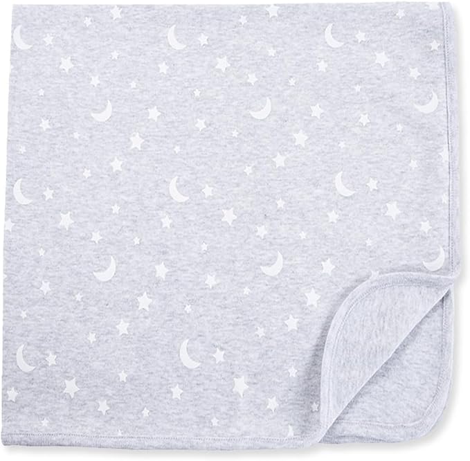 Little Me Blankets for Baby Gender Neutral Swaddling Receiving Blanket, Grey Moon and Stars, 30 x 27 Inches