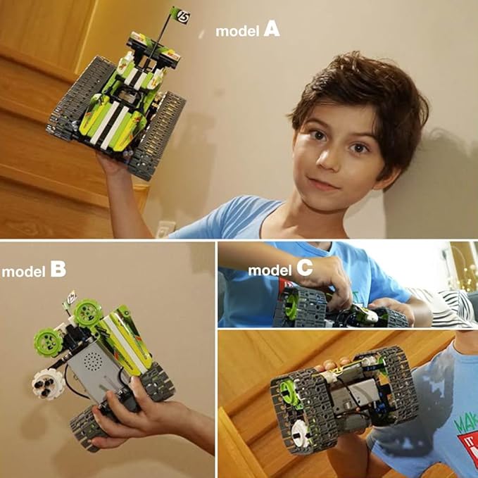 BIRANCO. Remote Control Tracked 3in1 Stunt Racer Building Kit - RC Car STEM Construction Toy, Gift Idea for Kids, Boys and Girls Ages 8-12 Year Old (353 Pcs)