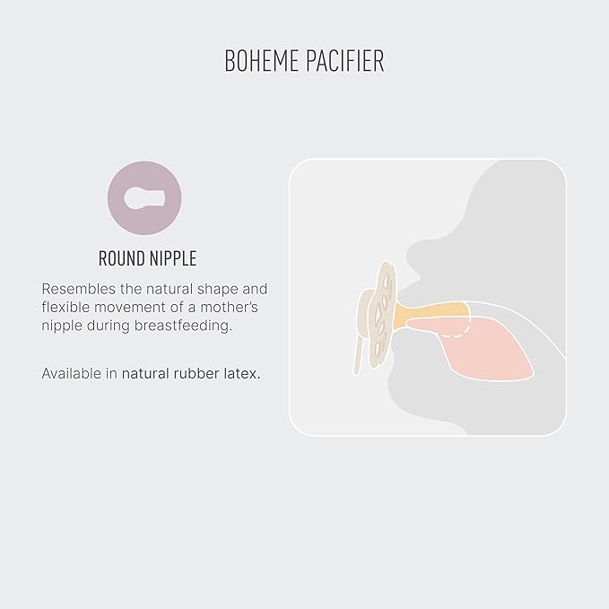 BIBS Boheme Soother 4-Pack | BPA Free Dummy Pacifier | Round Nipple | Natural Rubber Latex | Made in Denmark | Size 6-18 Months | Woodchuck Mix