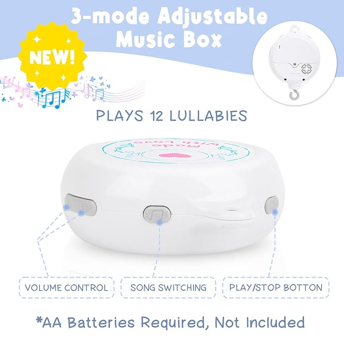 Ocean Crib Mobile for Boys & Girls – Sea Animals Baby Mobile for Crib with Upgraded 3-Mode Music Box, Blue Nursery Mobiles, Fits Standard Cribs