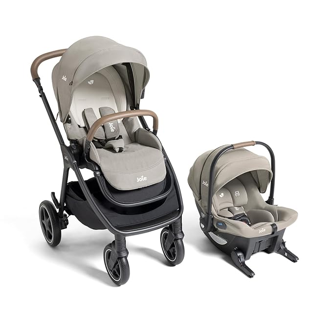Joie Kava 3-in-1 Stroller and Mint Latch Car Seat Travel System with Reversible Seat, All-Wheel Suspension, and Flex in-Seat Comfort (Dove)