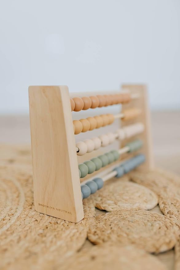 Boho Abacus - STEM Toy- Boho Nursery Decor and Playroom Decor- Math Toddler Toy with Beads- Montessori Toys - Aesthetic Modern Educational Wooden Toys