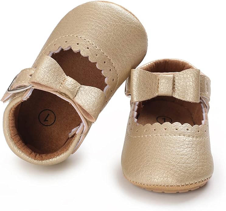 COSANKIM Baby Girls Mary Jane Flats Shoes Anti-Slip Rubber Sole Infant Toddler Princess Wedding Dress Shoes