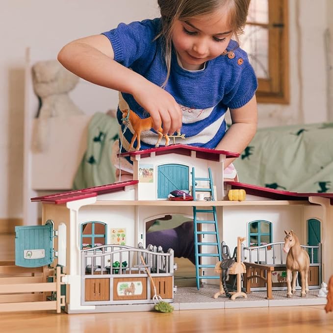 Schleich Horse Club - 115 PC Lakeside Riding Center Horse Toy Playset with Horses and Riders, Barn and Farm Figurine Accessories - Farm Toys for Girls and Boys - Realistic Kids Toys Ages 5+ | 42567