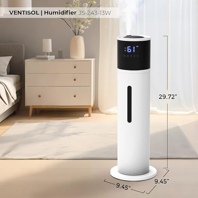 VENTISOL Large Humidifiers for Bedroom, 16L/4.2Gal Quiet Cool Mist Humidifier for Home Large Room, Top Fill Humidifiers for Baby Nursery, Living Room, White