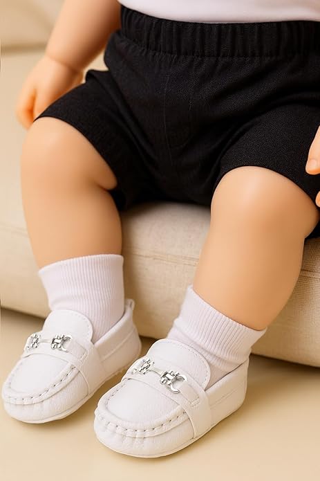 LONSOEN Baby Girls Boys Loafers Prewalker Dress Crib Shoes