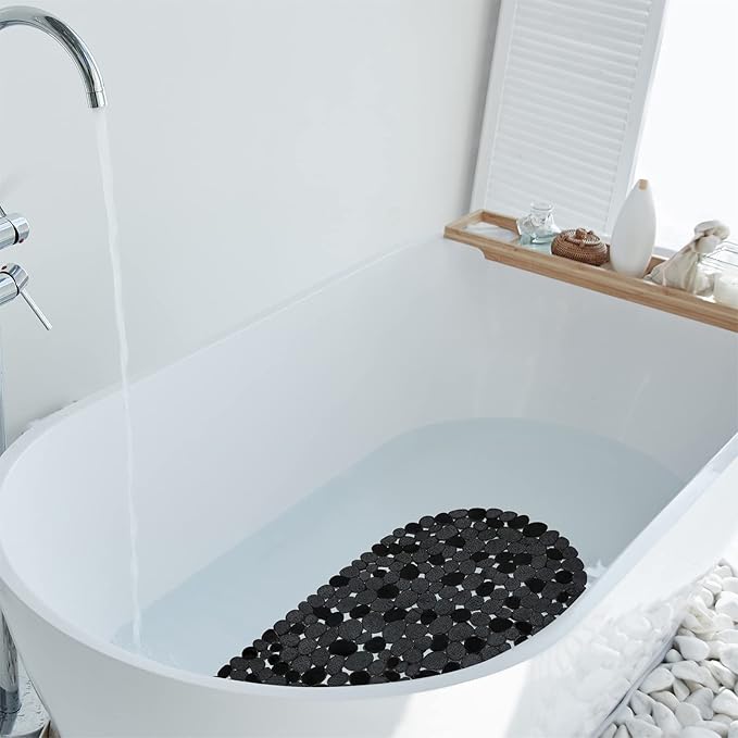 Vannokor Bathtub Mats for Bathroom 27x14 Inch, Bath Mat for Tub Feels Great on Tired Feet, Friendly Machine Washable Shower Tub Mats with 167 Big Suction Cups, Shower Mat, Bath Tub Mat, Black