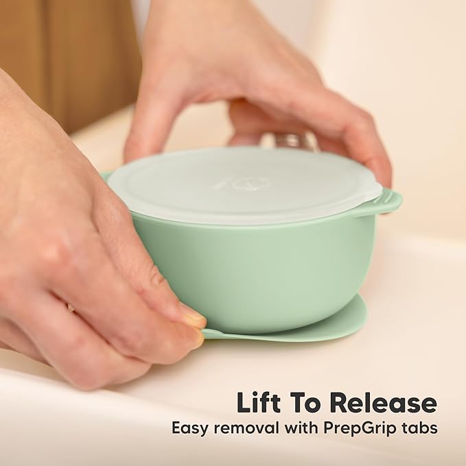 KeaBabies 2-Pack Baby Bowls with Suctions, Lids - Silicone Toddler Suction Bowls for Baby Boy, Girl, Kids, Food Grade Silicone, BPA-Free, Dishwasher Safe, Toddler Eating Essentials (Mellow)