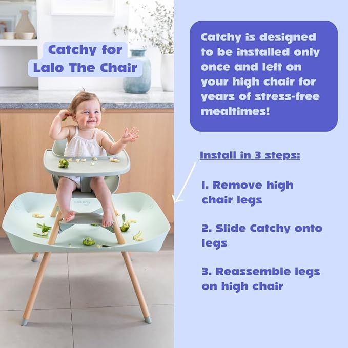 CATCHY -Food Catcher- Compatible with Lalo The Chair High Chair +11 Other High Chairs -Highchair Sold Separately- Baby & Toddler Food & Mess Catcher -Premium Linen Inspired- Under High Chair Accessory