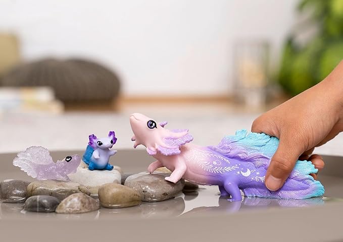 Schleich Bayala - 3PC Colorful Axolotl Figurine Toy Set - Mermaid Mythical Creature Playset for Girls and Boys - Cute Undersea Fairy Salamander Figures - Fantasy Animal Toys for Kids Ages 5+ | 42628