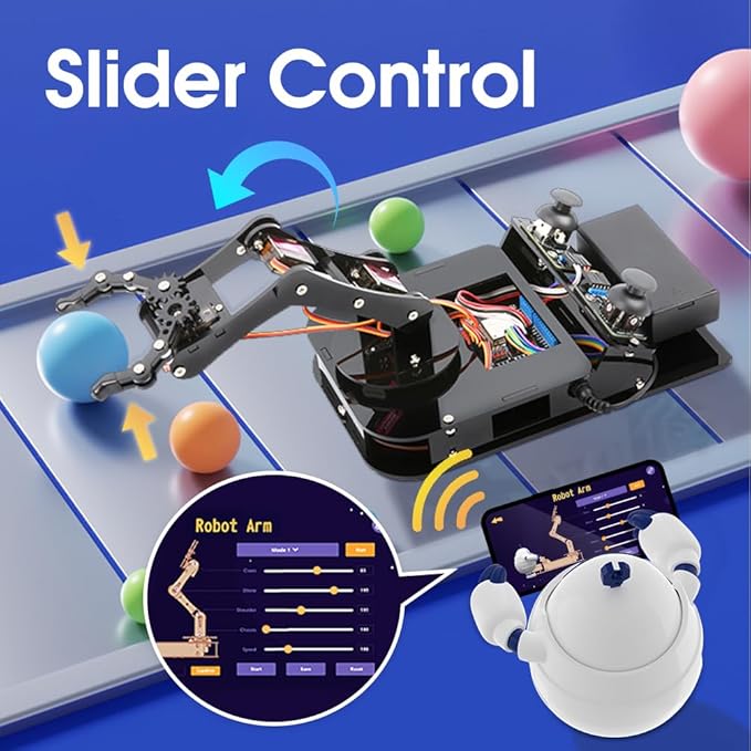 ACEBOTT 4 DOF ESP32 Robotic Arm Kit for Kids 8-12, Robotics Kit App Remote Control Robot Toys Compatible with Arduino, STEM Educational DIY Robot Arm Kit Gift for Teenagers & Adults