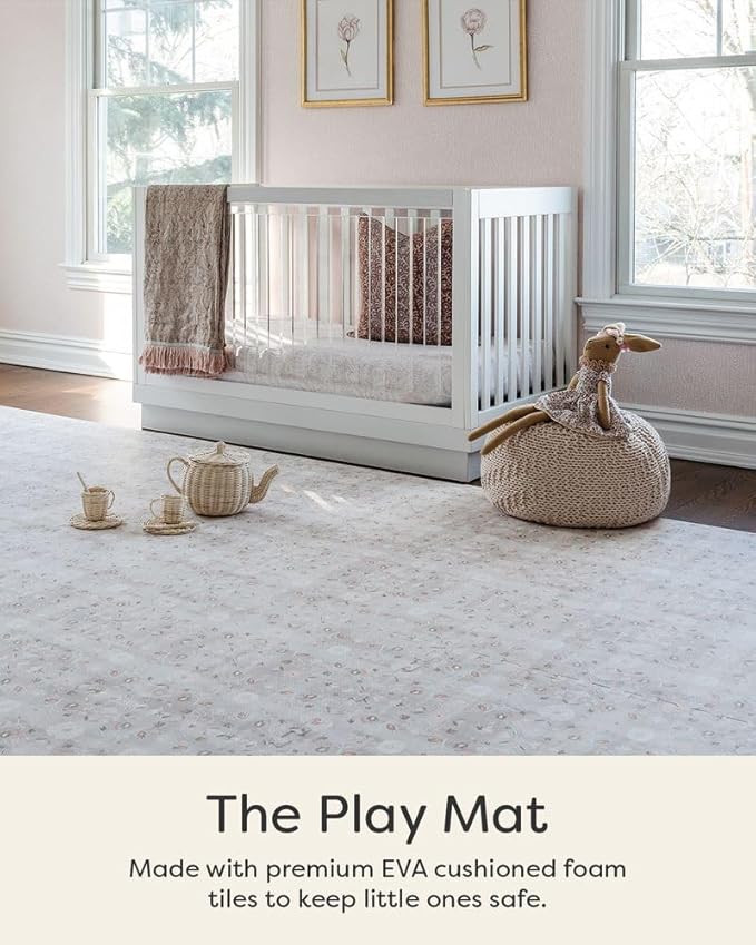 House of Noa Baby Play Mat – 4x6 Linen Gemma – Set of 6 Tiles – Cushioned EVA Foam Play Mat for Floor, Soft Interlocking Baby Crawling Mats for Hard Floors