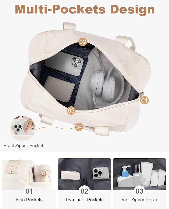 Travel Duffle Bag, Waterproof Weekender Overnight Hospital Bags for Women Men with Toiletry Bag Lightweight Carry on Personal Item Duffle Gym Bag for Travel, Airplanes, Sports