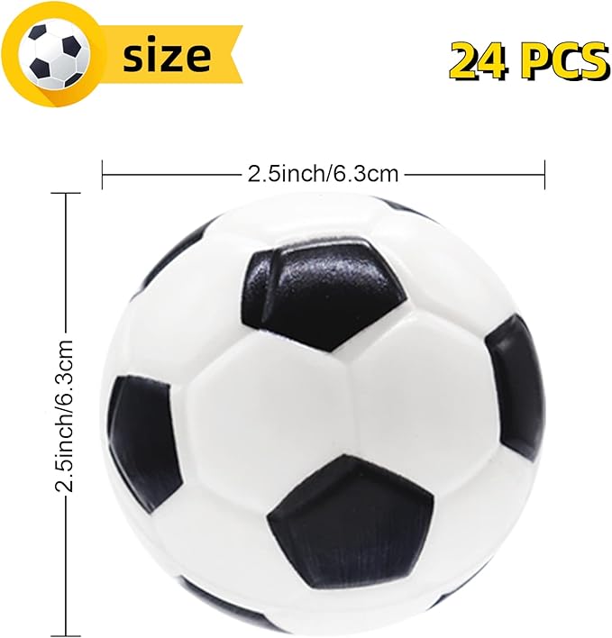 24 Pcs Mini Foam Sports Balls,2.5In Squeezable Stress Soccers,Stress Relief Squeeze Balls for Stress,Anxiety Relief,Kids Party Favor Toy,Fidget Toys,Ball Games