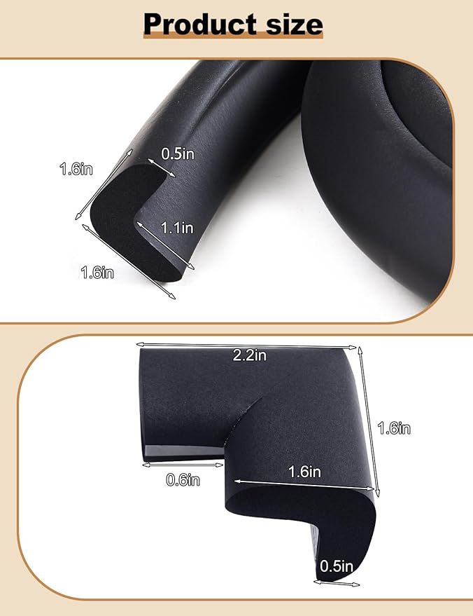 Foam Corner Protector for The Fireplace Hearths Edge and Corner Guard, with Retardant Materials Foam Safety Bumpers Baby Proofing (Black)