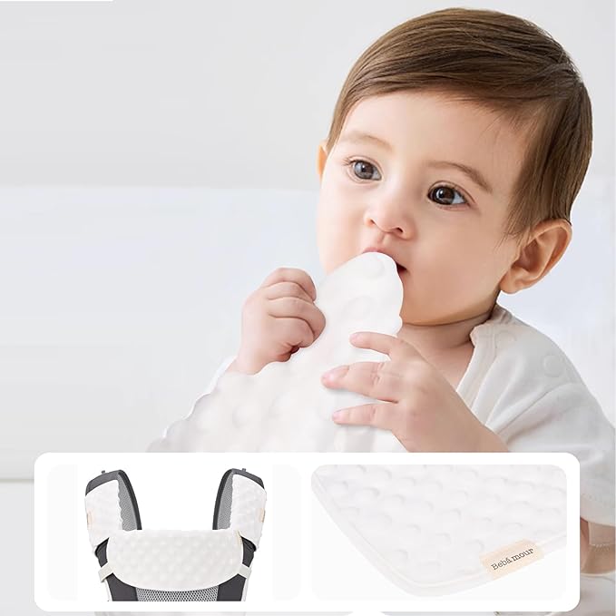 Bebamour Drool and Teething Reversible Cotton Pad For All Carry Positions Baby Carrier White Drool Bib For Boys & Girls(Peach)
