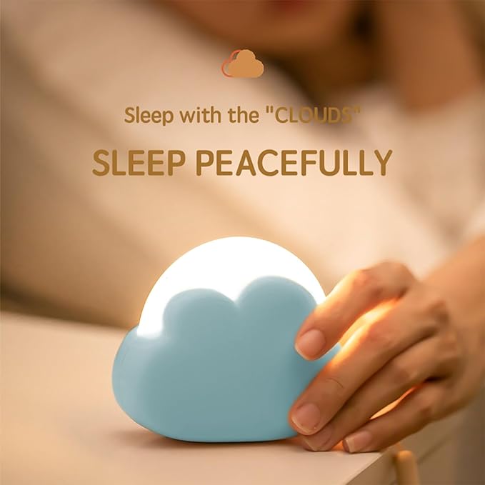 Portable LED Night Light, Cute Cloud Mini Desk Lamp with 4 Working Modes, Rechargeable Kids Night Light for Camping, Bedside Lamp for Bedroom Nightlights [with Wrist Strap] [with USB Cable]