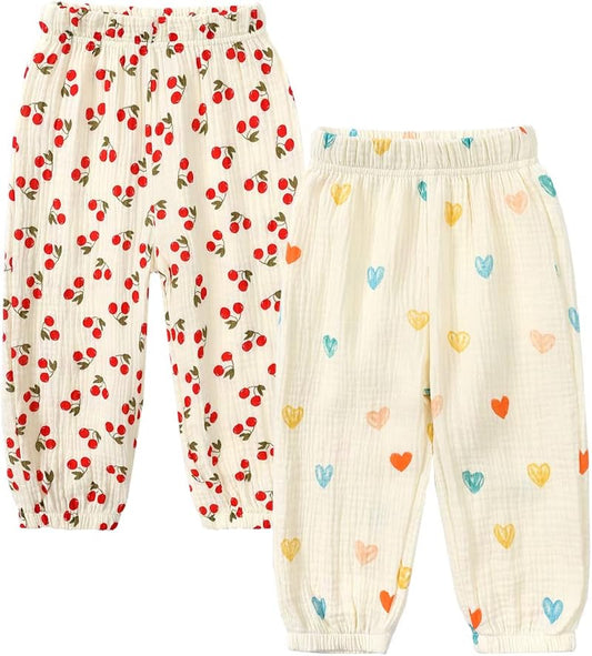 MYGBCPJS Baby Boys Girls Cotton Linen Trousers Kids Casual Ankle Pants Loose Long Bloomers