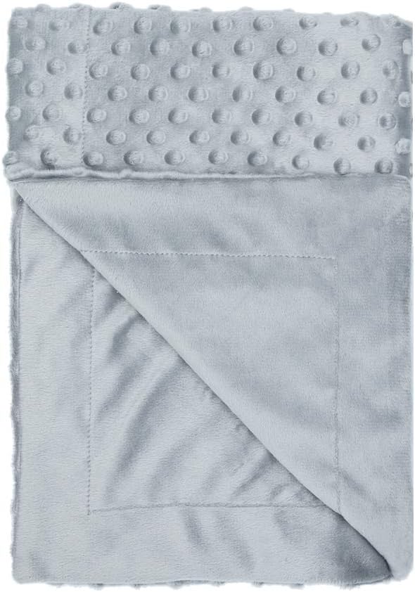 Unisex Children's Baby Quilt Soft Baby Blanket Minky Dot- Sherpa Fleece Baby Blanket 30 by 40 Grey