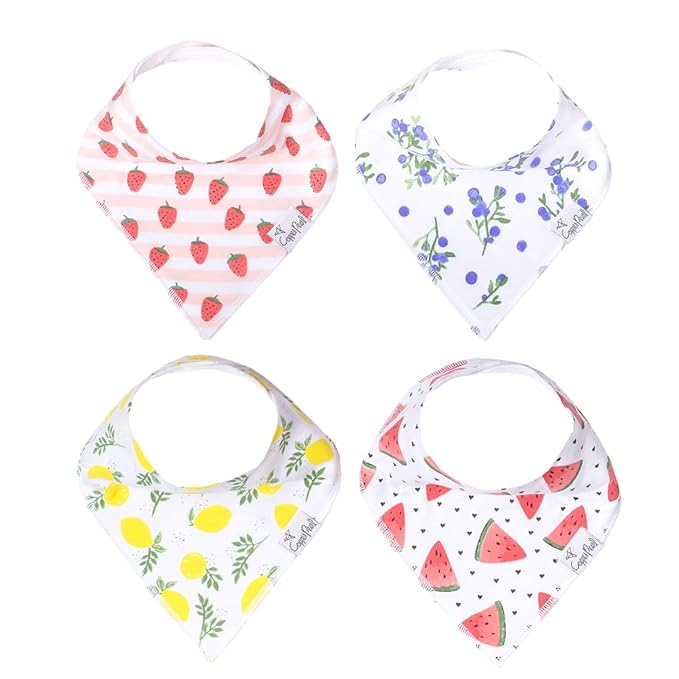 Copper Pearl 4 Pack Soft Cotton Baby Bibs for Drooling and Teething, Absorbent Drool Bibs for Baby Girl and Boy, Adjustable to Fit Newborns to Toddlers, Tons of Styles (Georgia)