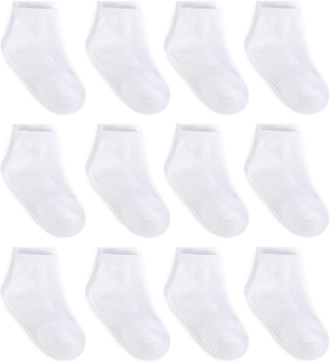 ZAPLES Baby Non Slip Grip Ankle Socks with Anti Skid Grippers Boys Girls Low Cut for Infants Toddlers Kids