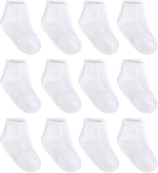 ZAPLES Baby Non Slip Grip Ankle Socks with Anti Skid Grippers Boys Girls Low Cut for Infants Toddlers Kids