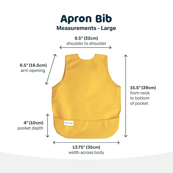 Tiny Twinkle Short Sleeve Apron Bibs for Babies & Toddlers – 2 Pack Waterproof, Mess-Proof Baby Bibs for Eating & Feeding, Machine Washable,Perfect Holiday Gift(Taupe Dandelion, 6–24M)