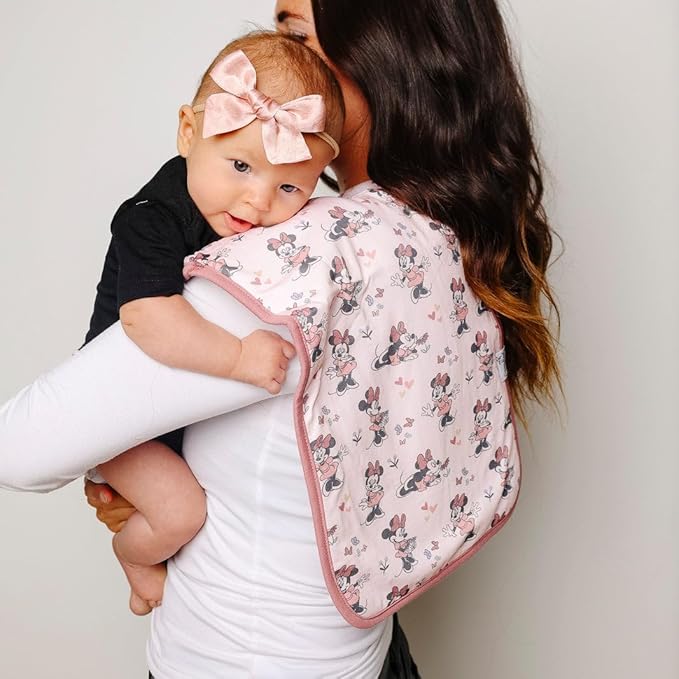 Baby Burp Cloth Large 21''x10'' Size Premium Absorbent Triple Layer 3-Pack Gift Set "Minnie Mouse" by Copper Pearl