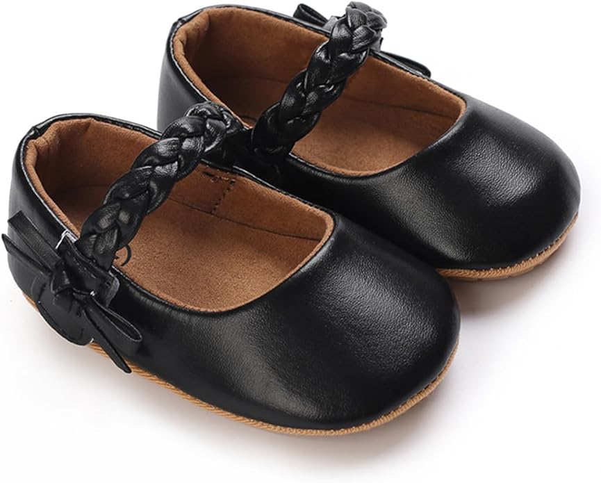 COSANKIM Baby Girls Mary Jane Flats Shoes Anti-Slip Rubber Sole Infant Toddler Princess Wedding Dress Shoes