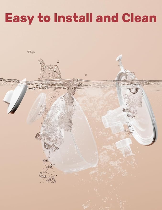 NCVI Wearable Breast Pump Hands Free with 21/24mm Flange, Portable Breastfeeding Pump with Motor Buckle for Travel & Work Equipped with Third-Generation Anti-Spill Collection Cups (On-The-Go Size)