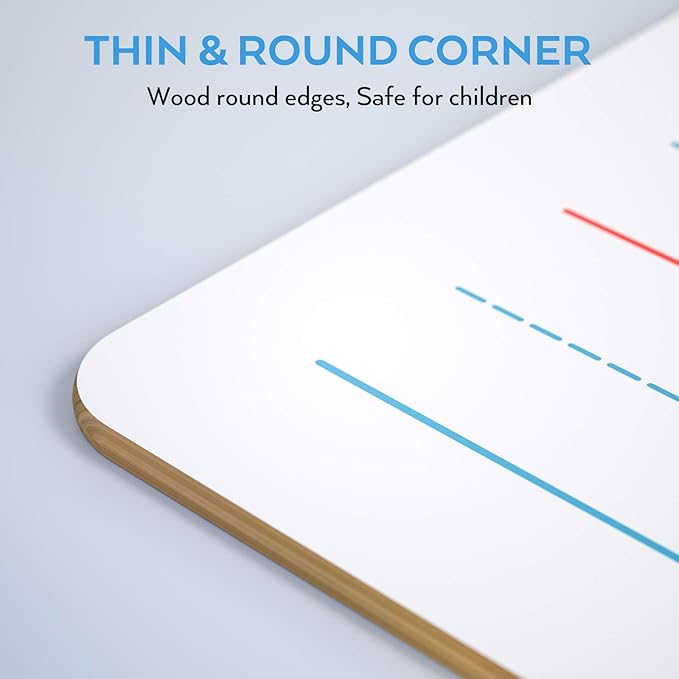 Nicpro Dry Erase Lap Board 12 x 16 inches 2 Pack Ruled Kid Double Sided Blank & Lined Small White Board with 8 Pens, 2 Eraser, Learning Mini Whiteboard Portable for Students Home School Supplies