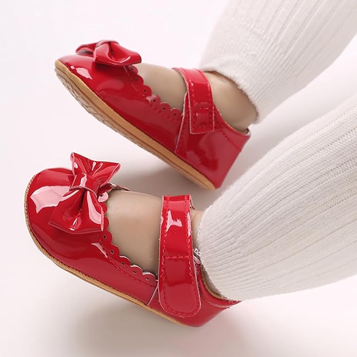 COSANKIM Baby Girls Mary Jane Flats Shoes Anti-Slip Rubber Sole Infant Toddler Princess Wedding Dress Shoes