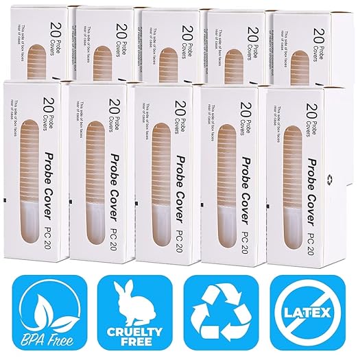 200 Counts Ear Thermometer Covers, Refill Caps, Lens Filters Compatible with All Braun Models Including 7 Serie IRT 6520, 3 Series IRT3030, BPA Free and Disposable Ear Thermometer Covers Caps