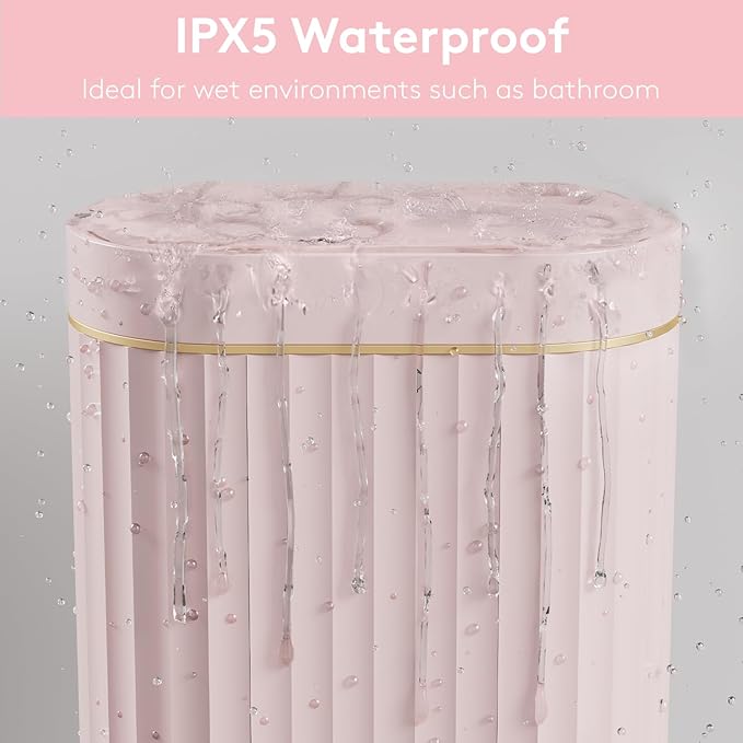 ELPHECO Sensor Trash Can 2 Gallon Waterproof Motion Sensor Trash Can, Automatic Bathroom Trash Bin, Slim Garbage Can for Dorm Room(Pink, 2 Gallon)