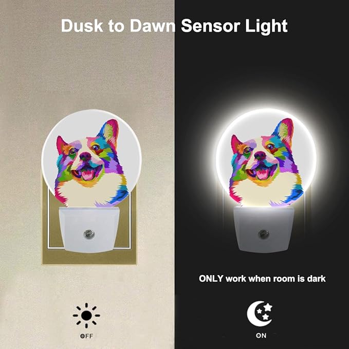 EKOBLA Dog Night Lights Plug into Wall Cute Dog Puppy Animal Plug-in Nightlights Auto Sensor LED Dusk to Dawn Light for Home Indoor Bathroom Hallway Kitchen