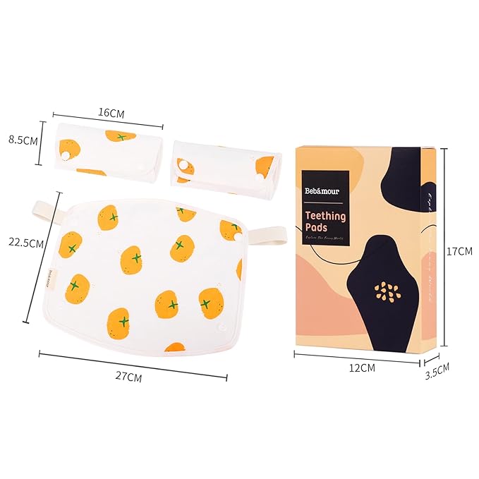 Bebamour Drool and Teething Reversible Cotton Pad For All Carry Positions Baby Carrier White Drool Bib For Boys & Girls(Persimmon)