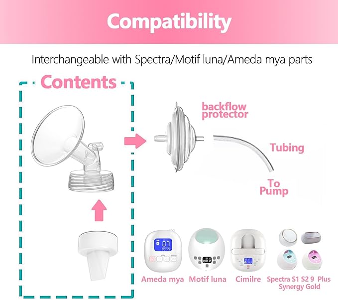 24mm 2 pc Flange Compatible with Spectra S2 S1 9 Plus Ameda MYA Motif Luna Breastpumps Replacement to Pump Parts and Flange. Compatible with Spectra Parts/Accessories